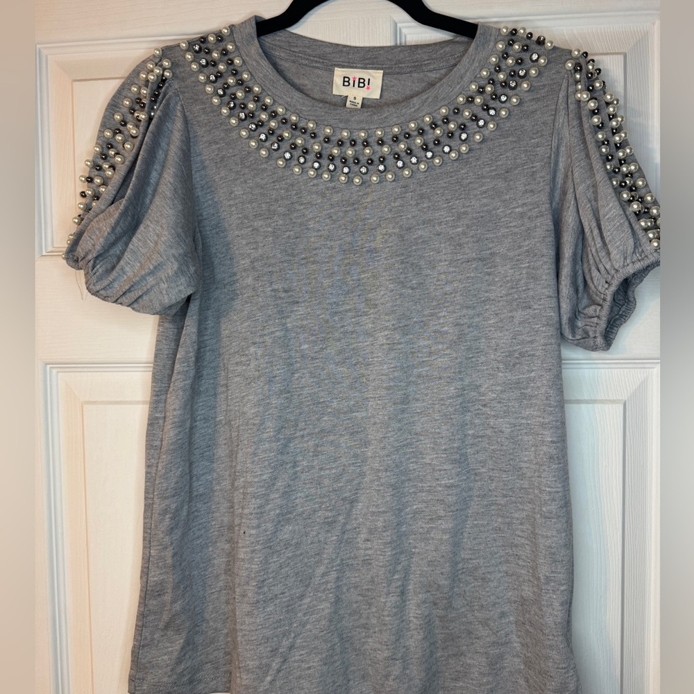 Beaded Gray Top